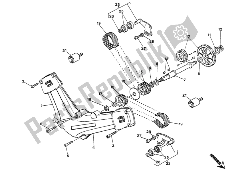 All parts for the Timing Belt of the Ducati Supersport 600 SS 1994